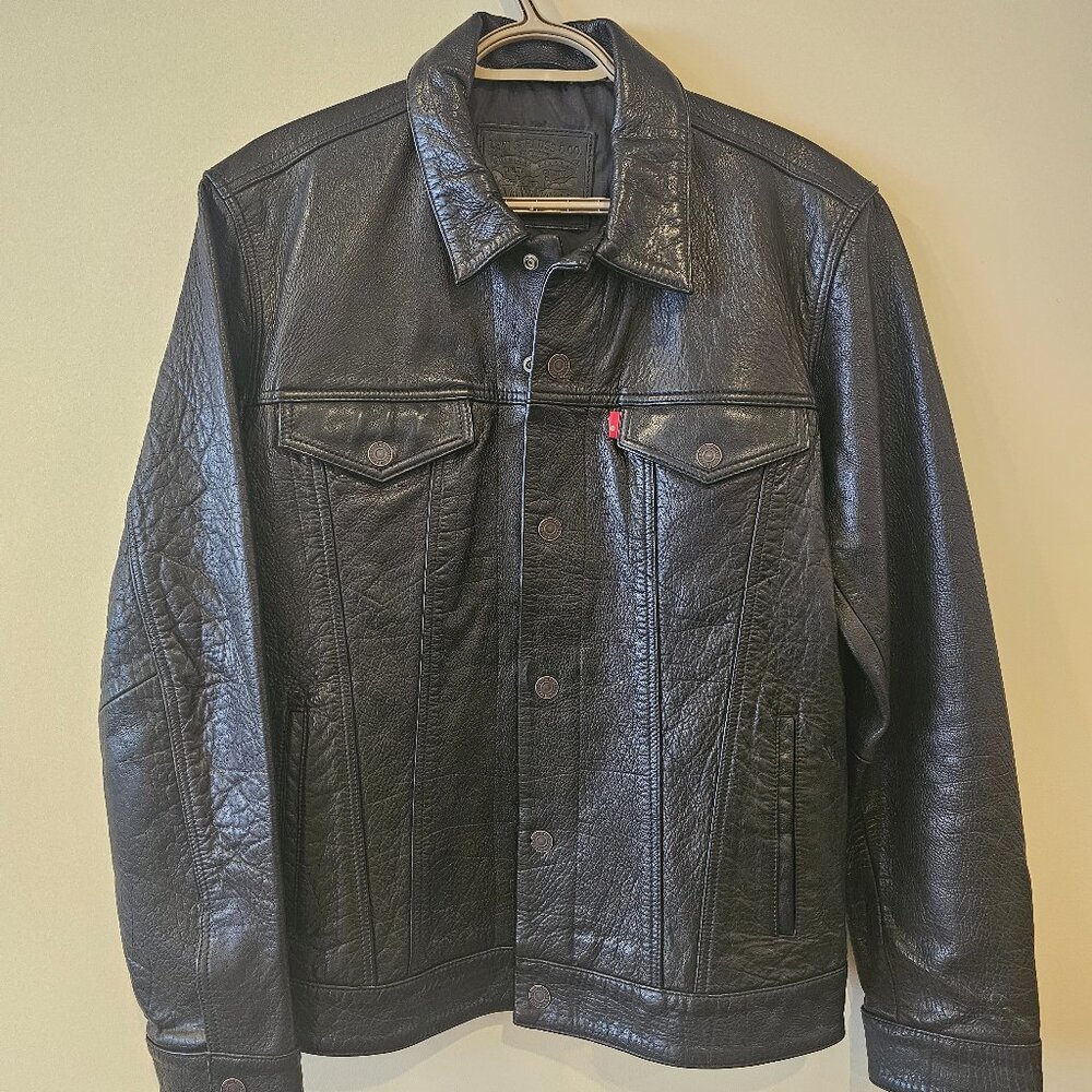 LEVI STRAUSS REAL Cowhide LEATHER Truckers Jacket